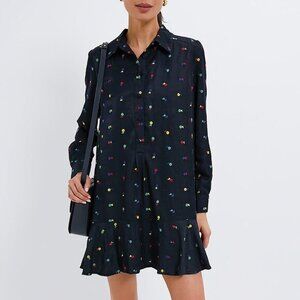 New Tuckernuck Callahan Embroidered Shirtdress Dark Navy Large $228